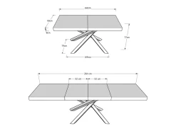 Mesa extensible 90x160/264 cm Volantis Premium gris paloma patas antracita