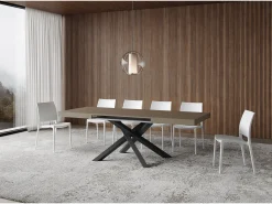 Mesa extensible 90x120/224 cm Volantis gris paloma patas antracita