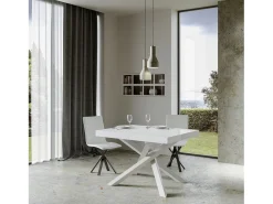 Mesa extensible 120/224x90 cm Volantis fresno blanco patas blancas