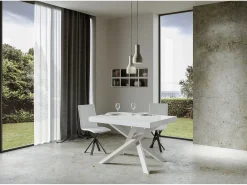Mesa extensible 120/224x90 cm Volantis fresno blanco patas blancas