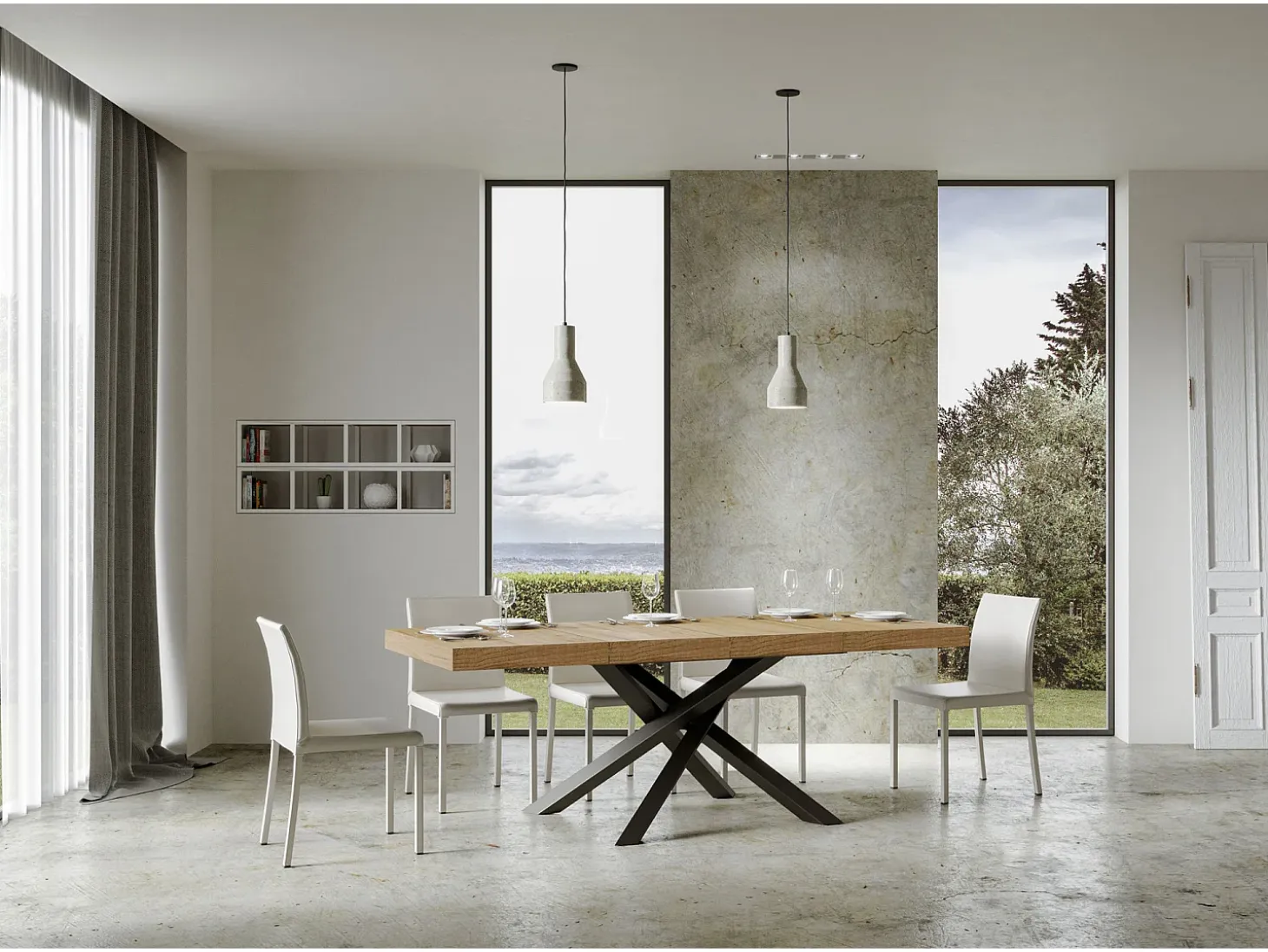Mesa extensible 130/234x90 cm Volantis Premium roble natural patas antracita