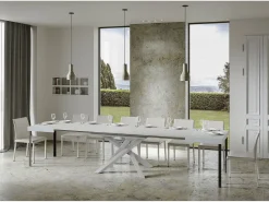 Mesa extensible 130/390x90 cm Volantis fresno blanco patas blancas