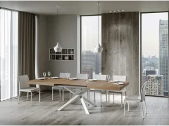 Mesa extensible 200/460x90 cm Volantis roble natural patas blancas