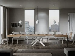 Mesa extensible 200/460x90 cm Volantis roble natural patas blancas