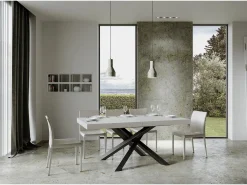 Mesa extensible 180/440x90 cm Volantis fresno blanco patas antracita