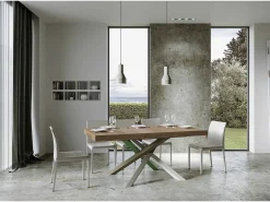 Mesa extensible 200/460x90 cm Volantis roble natural patas multicolor 4/A