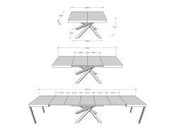 Mesa extensible 120/380x90 cm Volantis patas roble natural multicolor 4/B