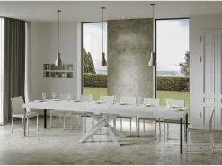 Mesa extensible 90x130/390 cm Volantis Premium Fresno Blanco estructura blanco