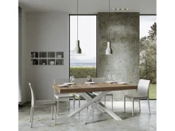 Mesa extensible 90x200/304 cm Volantis Premium Roble Natural estructura blanco