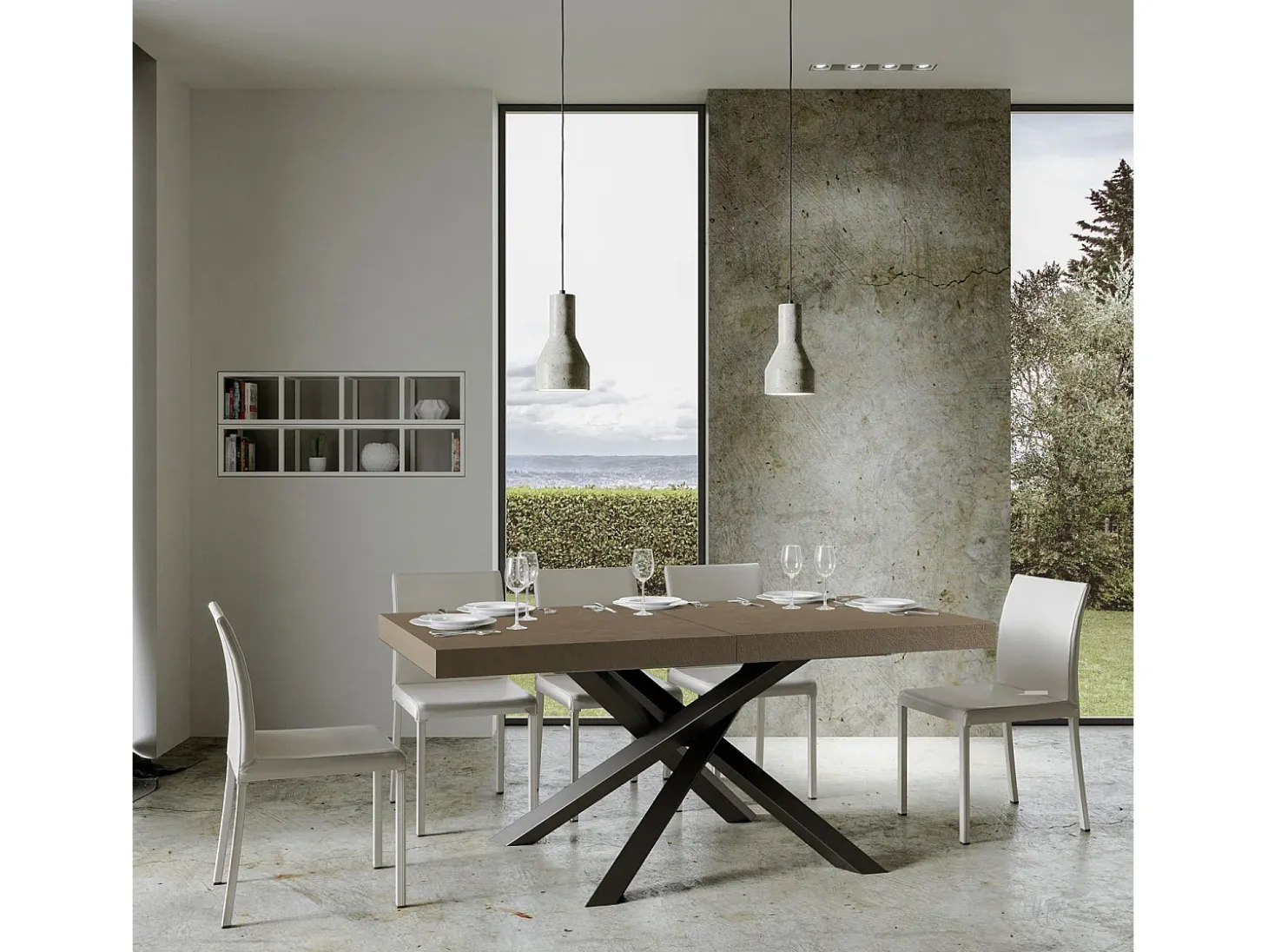 Mesa extensible 90x200/304 cm Volantis gris paloma patas antracita