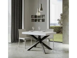 Mesa extensible 90x130/390 cm Volantis Premium Fresno Blanco estructura Antracita