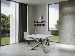 Mesa extensible 90x140/400 cm Volantis Premium Fresno Blanco estructura multicolor 4/C