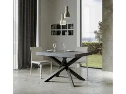 Mesa extensible 90x130/390 cm Volantis Premium Cemento estructura Antracita