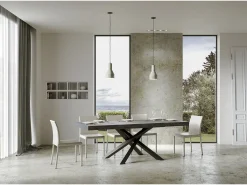 Mesa extensible 90x130/390 cm Volantis Premium Cemento estructura Antracita