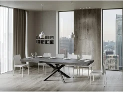 Mesa extensible 200/460x90 cm Volantis cemento patas antracita