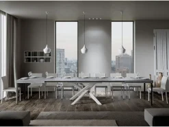 Mesa extensible 200/460x90 cm Volantis cemento patas blancas