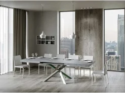 Mesa extensible 200/304x90 cm Volantis cemento patas multicolor 4/A