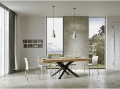 Mesa extensible 120/224x90 cm Volantis Premium roble natural patas antracita
