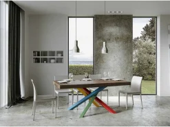 Mesa extensible 90x200/304 cm Volantis Premium Nogal estructura multicolor 4/B