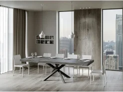 Mesa extensible 90x200/304 cm Volantis Premium Cemento estructura Antracita