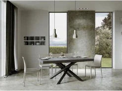 Mesa extensible 90x200/304 cm Volantis Premium Cemento estructura Antracita