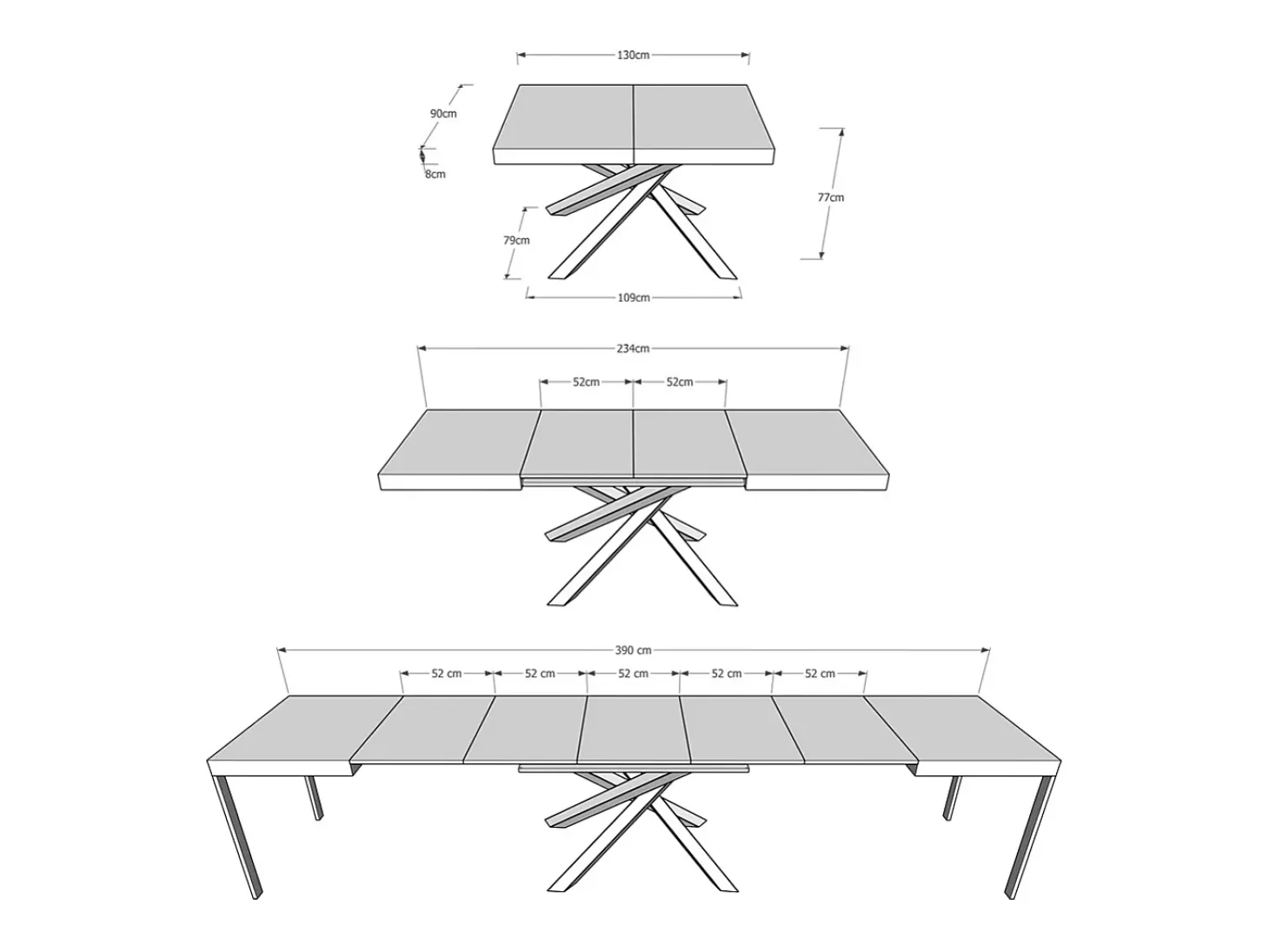 Mesa extensible 140/400x90 cm Volantis Premium nogal patas multicolor 4/C