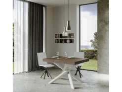 Mesa extensible 120/224x90 cm Volantis nogal patas blancas