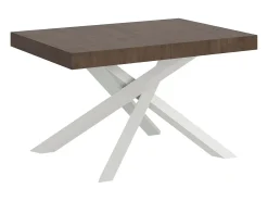 Mesa extensible 120/224x90 cm Volantis nogal patas blancas