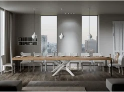 Mesa extensible 90x160/420 cm Volantis Premium Roble Natural estructura blanco