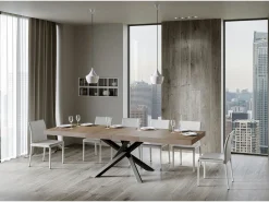 Mesa extensible 90x160/420 cm Volantis Premium Nogal estructura Antracita