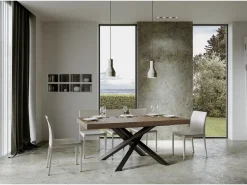 Mesa extensible 90x160/420 cm Volantis Premium Nogal estructura Antracita