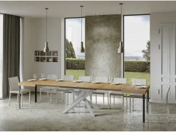 Mesa extensible 90x120/380 cm Volantis roble natural estructura blanca