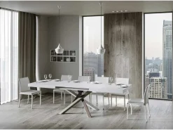 Mesa extensible 130/390x90 cm Volantis fresno blanco patas multicolor 4/C