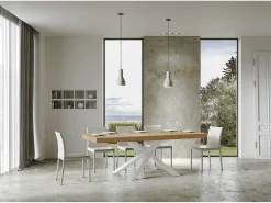 Mesa extensible 90x140/400 cm Volantis Premium Roble Natural estructura blanco