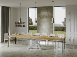 Mesa extensible 90x140/400 cm Volantis Premium Roble Natural estructura blanco