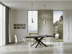 Mesa extensible 120/224x90 cm Volantis cemento patas antracita