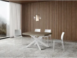 Mesa extensible 90x120/380 cm Volantis gris paloma estructura blanca