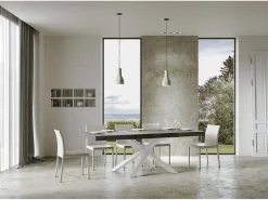 Mesa extensible 90x140/244 cm Volantis Premium Cemento estructura blanco