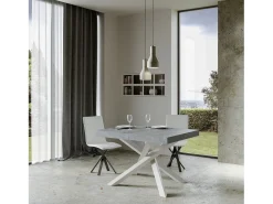 Mesa extensible 90x140/244 cm Volantis Premium Cemento estructura blanco