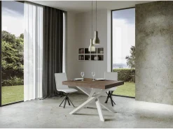 Mesa extensible 90x130/390 cm Volantis Premium Nogal estructura blanco