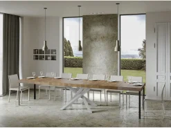 Mesa extensible 90x130/390 cm Volantis Premium Nogal estructura blanco