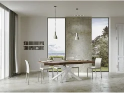 Mesa extensible 90x130/390 cm Volantis Premium Nogal estructura blanco