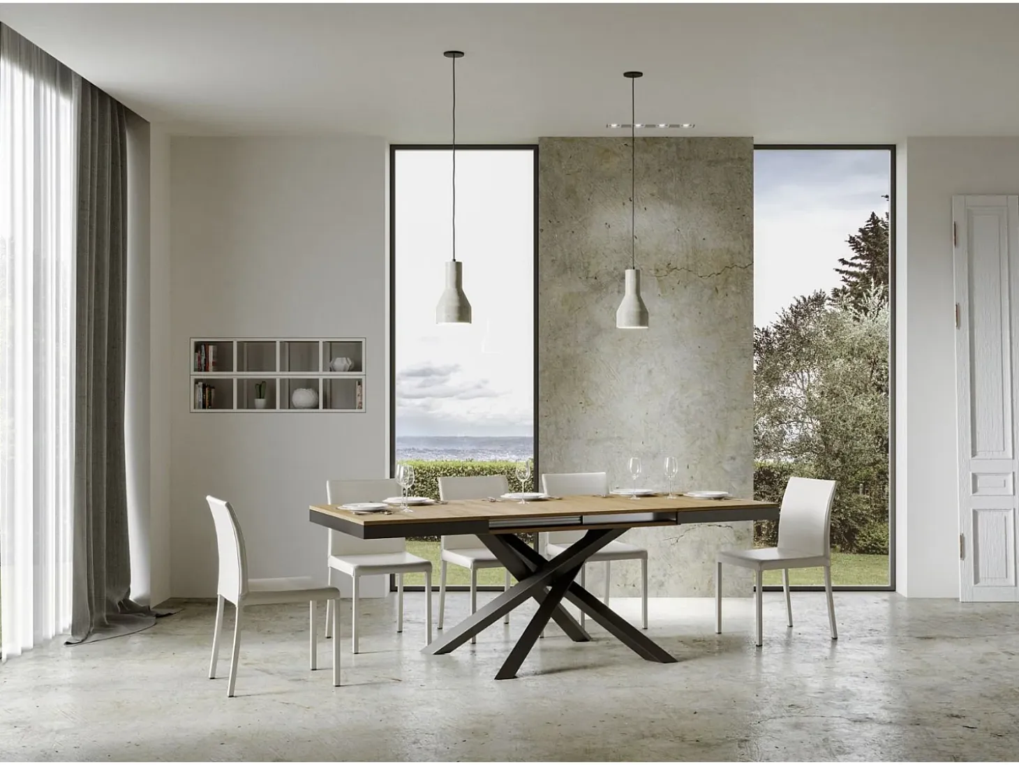 Mesa extensible 180/440x90 cm Volantis Evolution roble natural estructura et patas antracita