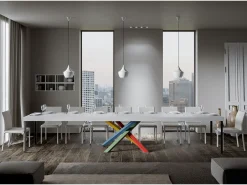 Mesa extensible 90x180/440 cm Volantis Premium Fresno Blanco estructura multicolor 4/B