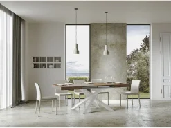 Mesa extensible 130/234x90 cm Volantis nogal patas blancas