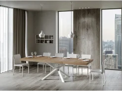 Mesa extensible 90x180/440 cm Volantis Premium Roble Natural estructura blanco
