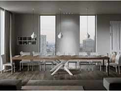 Mesa extensible 90x200/460 cm Volantis Premium Nogal estructura blanco