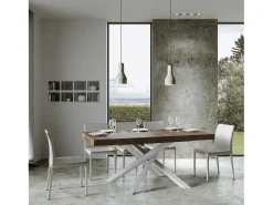 Mesa extensible 90x200/460 cm Volantis Premium Nogal estructura blanco