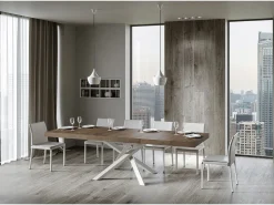 Mesa extensible 90x200/460 cm Volantis Premium Nogal estructura blanco