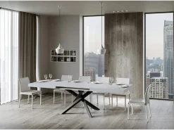 Mesa extensible 200/460x90 cm Volantis fresno blanco patas antracita